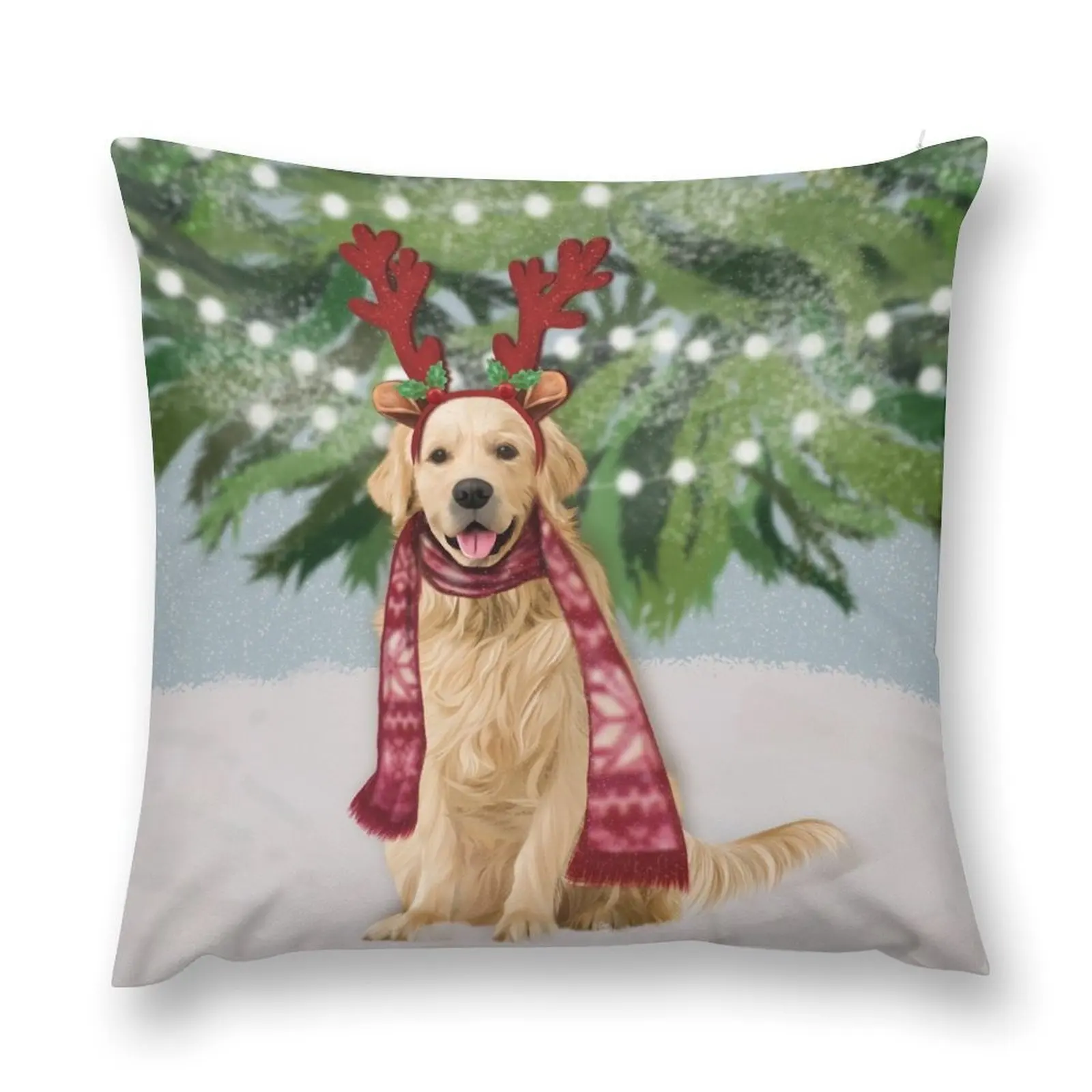 Golden Retriever Christmas Throw Pillow Cushions Home Decor Cushion Covers For Living Room Christmas Pillowcase pillow