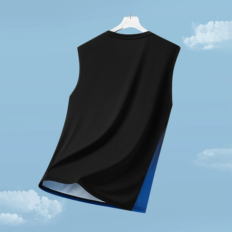 Large Size Quick-Drying Ice Silk Vest Gradient Printed Loose Fitting Round Neck T-Shirt With Short Sleeves For Breathability