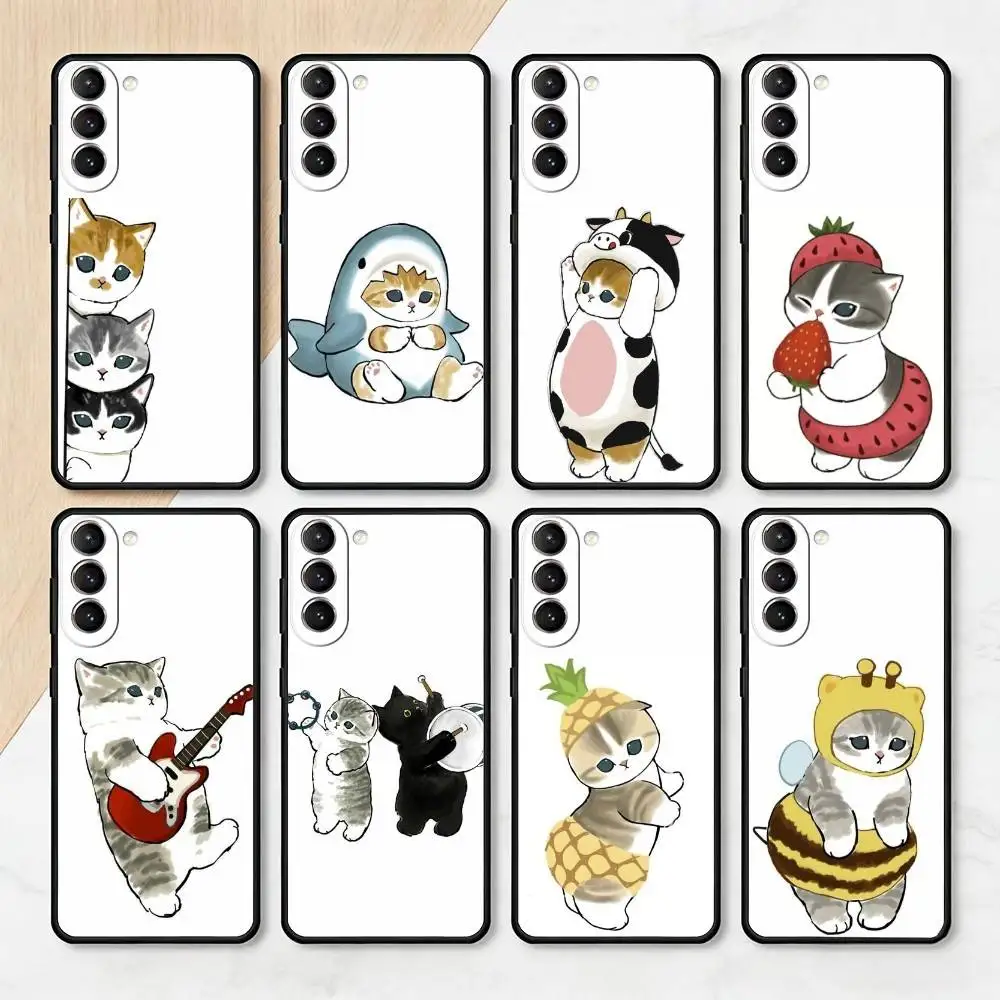 Cute M-Mofusands cat  Phone Case For Samsung S26,S25,S24,S23,S22,S21,S30,Ultra,Plus,Fe,Lite,Note,10,Black Cover