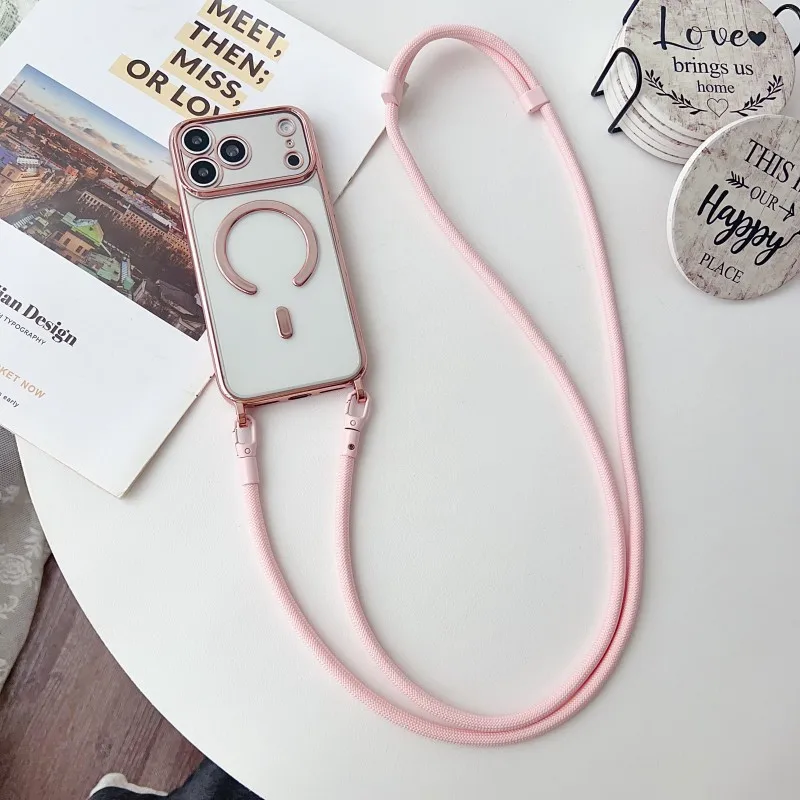 Magnetische Handyhülle mit Trageband für iPhone 17 Pro Max 18 14 13 15 16 Plus, Original Stoßfeste Crossbody-Halsband-Hülle, Weiche Transparente Abdeckung – Detail 11