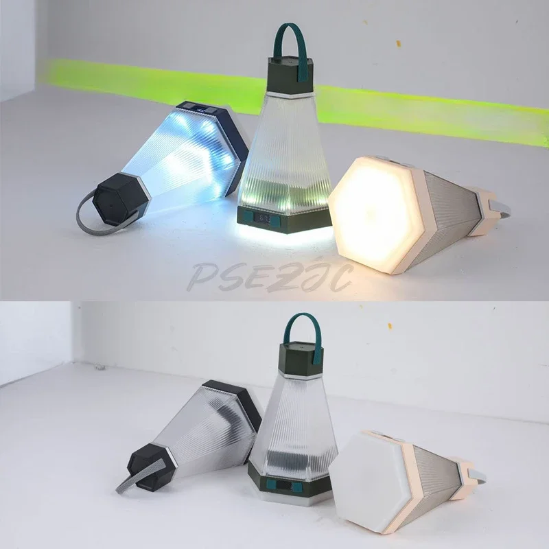 2025 New Portable Hexagonal Camping Light Portable Night Lighting Black/Olive Green/Pink