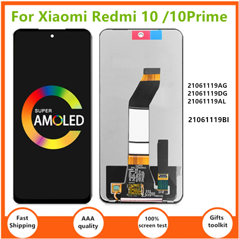 

ЖК-дисплей с сенсорным экраном и дигитайзером для Xiaomi Redmi 10 Prime, запасные части, 6,5 дюйма, 21061119AG