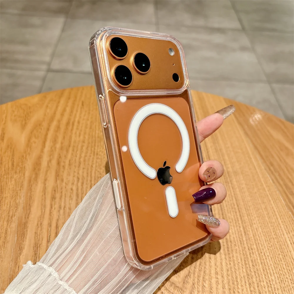Clear Magnetic Phone Case For Magsafe For iPhone 17 Air 16 Pro Max Plus Protective TPU Back Cover With Camera Control Button