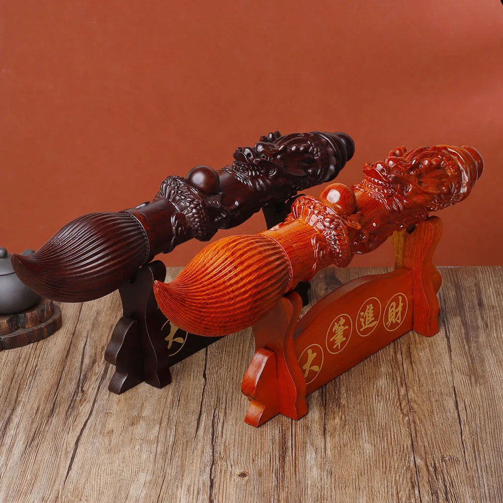 30CM Panlong Wenchang Brush Ornament-Large Brush for Wealth Chinese Style Home Study Decoration Rosewood Crafts
