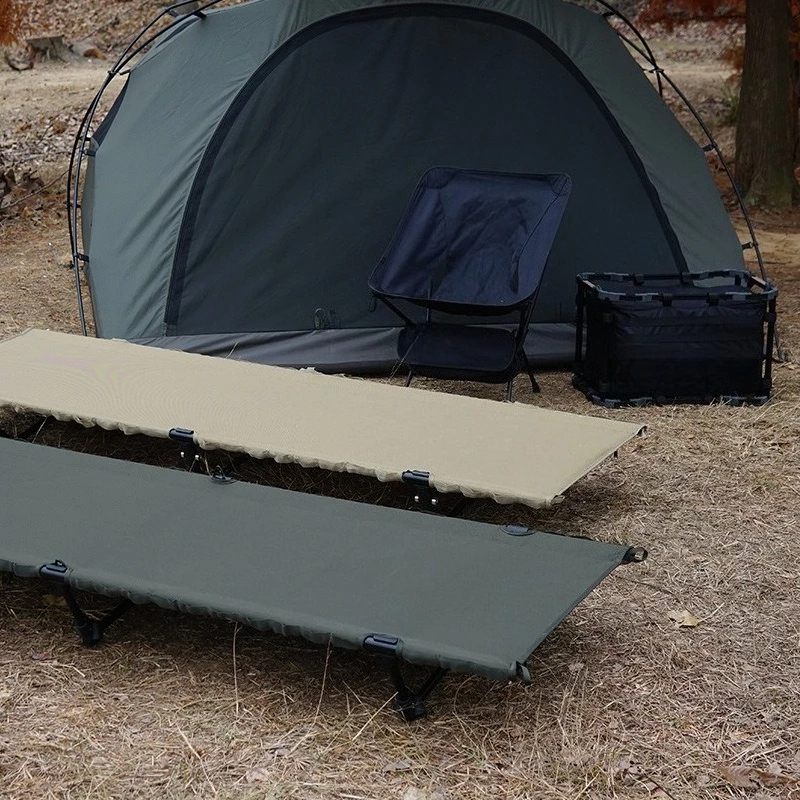 Outdoor folding bed Aluminum alloy Portable assembly Removable storage Removable stacking single bed Camping camp bed