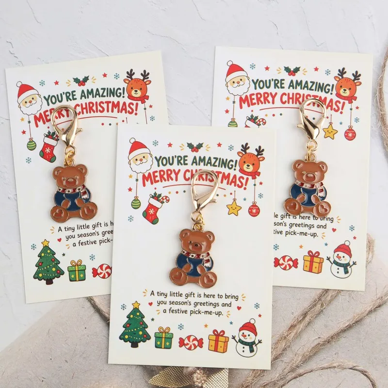 5/10item 2D Christmas Bear Keychain Set Comes with a Christmas greeting card  End-of-year gift exchange among friends and family