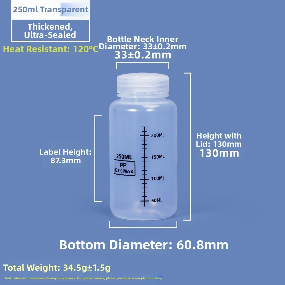 Multiple Capacities Wide Mouth Reagent Bottle 30-1000ml Classrooms Laboratory Bottle Home Packaging Bottle Transparent