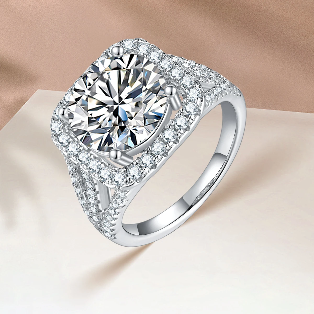 

Кольцо из стерлингового серебра 925 пробы с 5 каратами и цирконом с объемной оправой, женская групповая оправа, роскошное обручальное и свадебное кольцо с бриллиантом