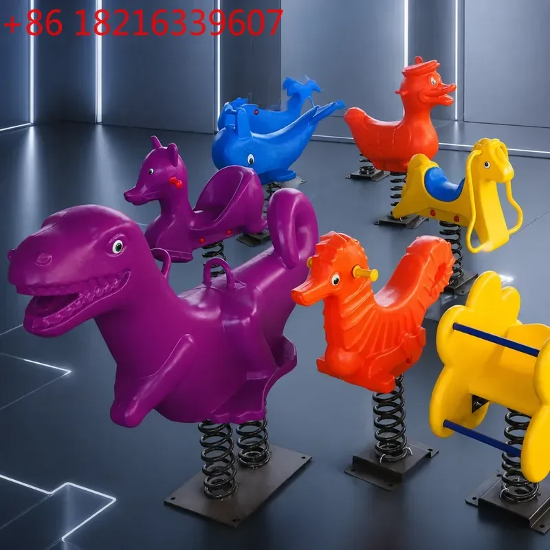 Outdoor Playground Spring Rocking Horse for Kids Kindergarten Park Community Amusement Single Double Seat Musical Ride On Toy