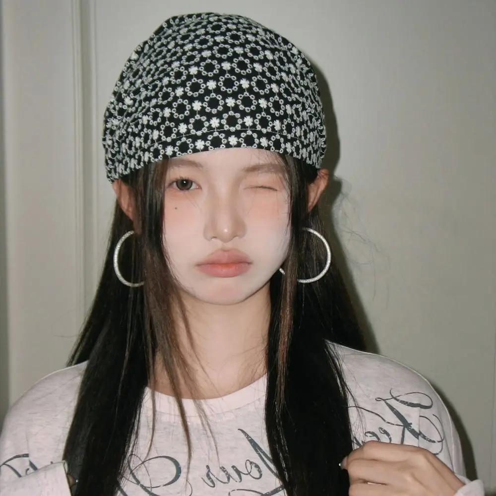 أنيقة الشرير Y2k طباعة البلوز القبعات خمر Ins المطبوعة بيني قبعة الهيب هوب الكورية نمط المرأة قبعة عمامة عطلة #4