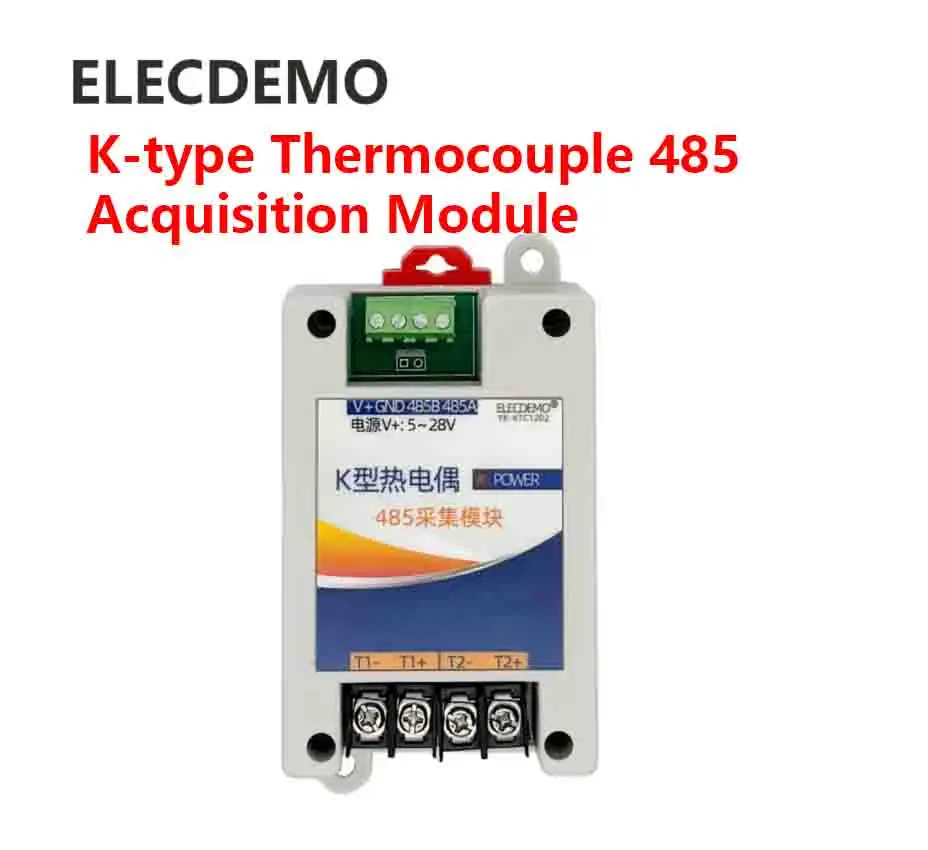 Dois termopares tipo K para 485 módulo de aquisição transmissor de temperatura 0-1024 graus protocolo Modbus RTU