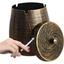 Ashtray with Lid for Cigarette Iron Outdoor Ash Tray Ashtrays for Cigarettes Outdoor Windproof Smokeless Odorless Large Ash Tray