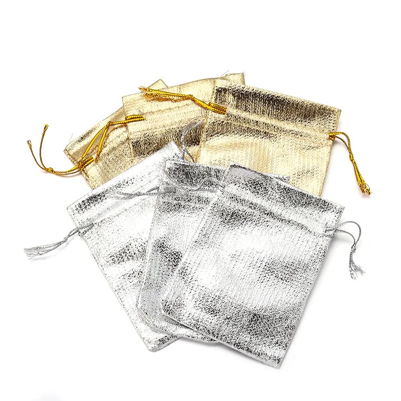 New Gold Sliver Color Gift Pouch Party Jewelry Display Drawstring Packaging Storage Bag  DIY Craft Wedding Candy Gift Pouch Gift