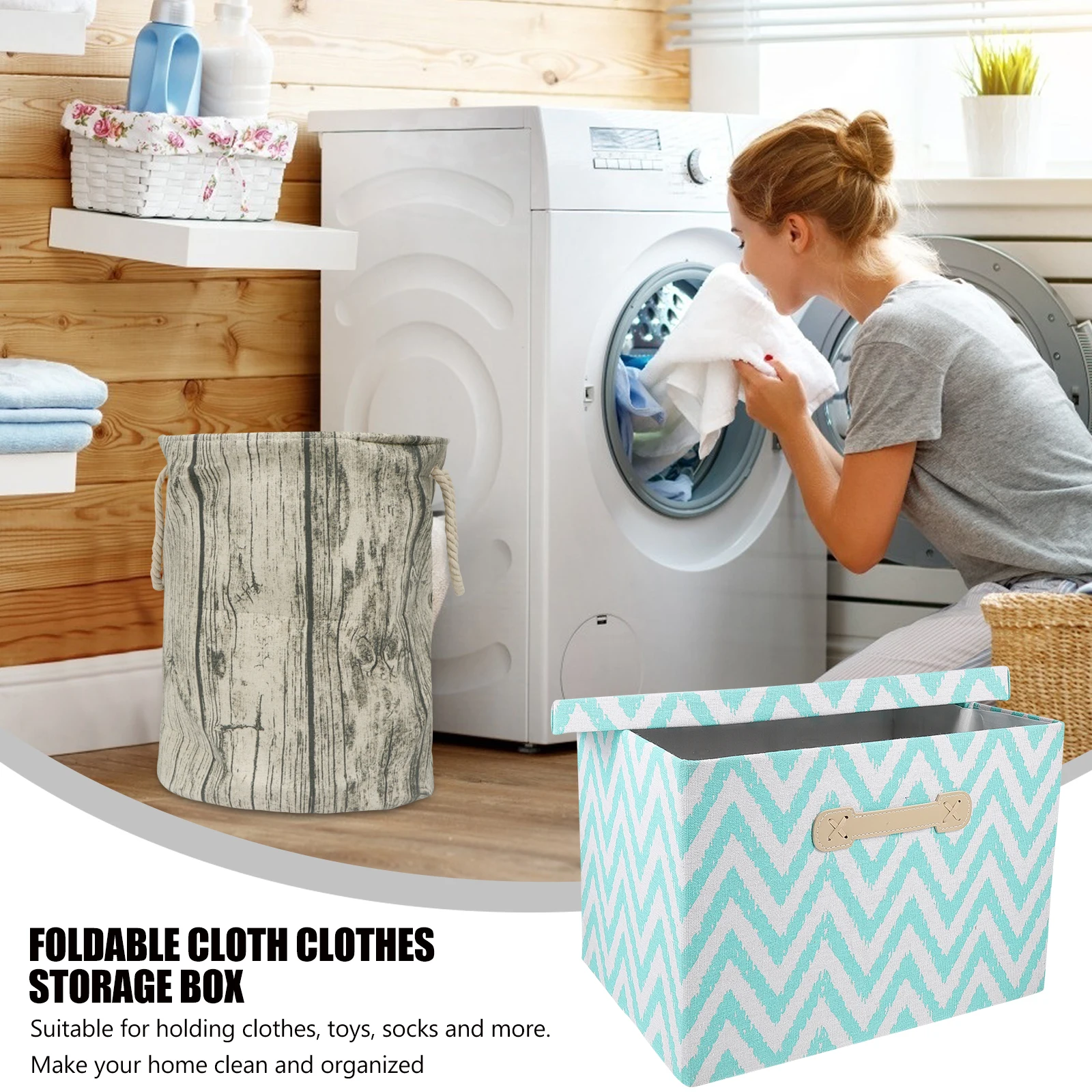 

1Pcs Fabric Storage Box Home Use Practical Clothes Organizer Sundries Container Multipurpose Storage for Living Room
