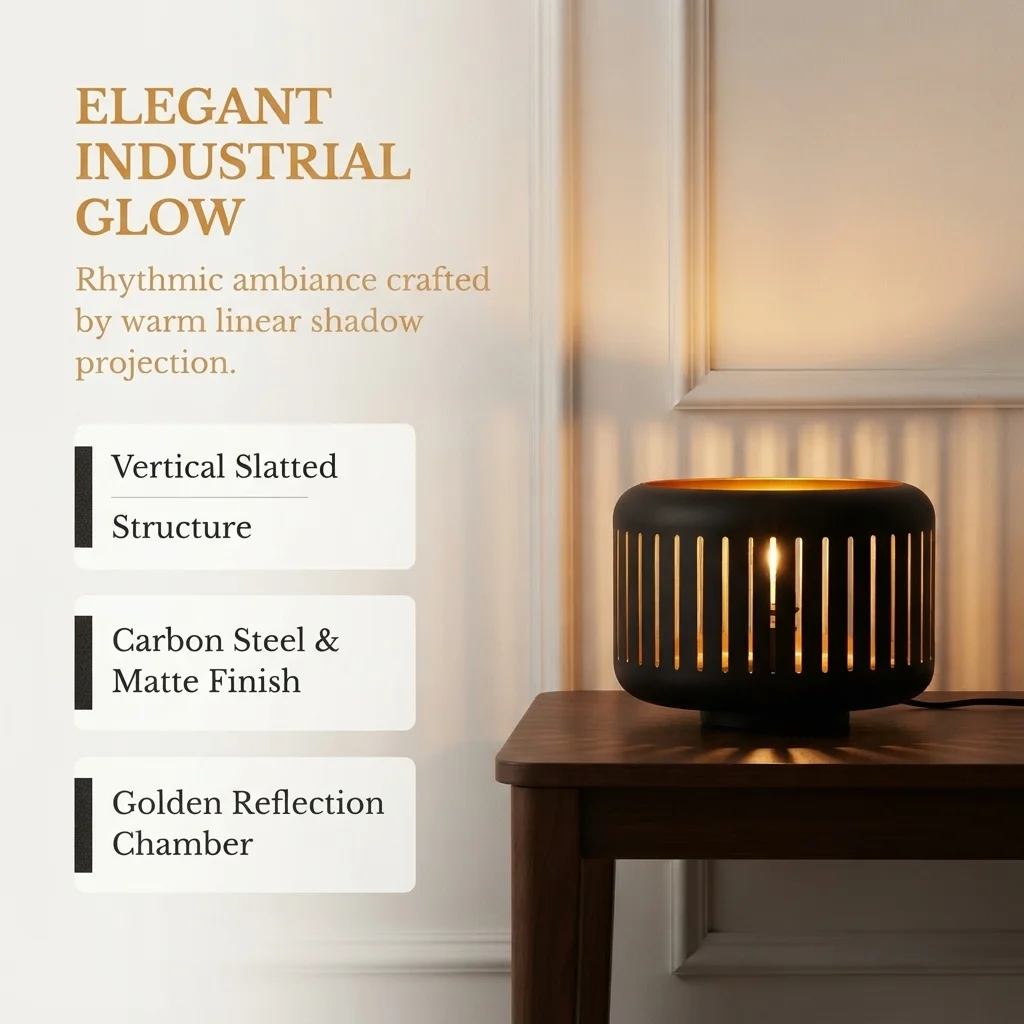 Modern Cutout Metal Table Lamp Matte Black Gold Inner E27 EU Plug Industrial Style Ambient Bedside Desk Light AC230V