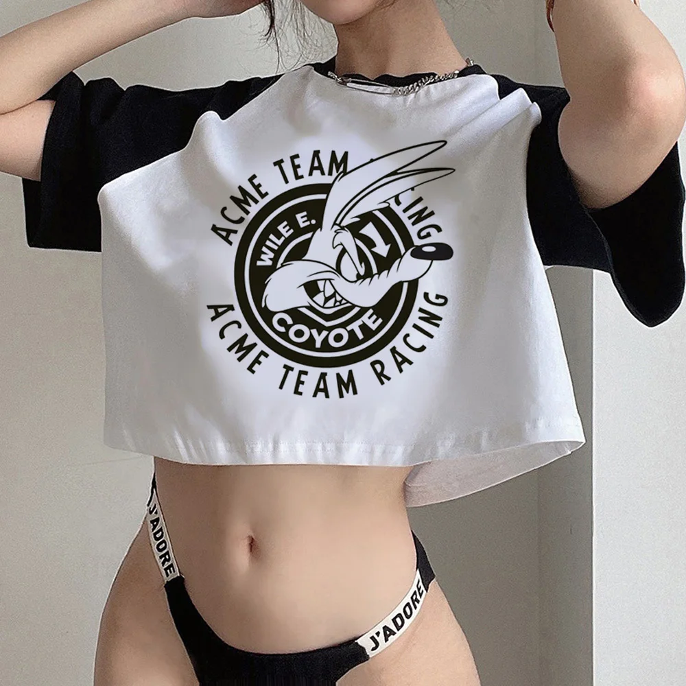 تي شيرت نسائي من Wile e Coyote ، ملابس من الهراوجو ، توب Y2K