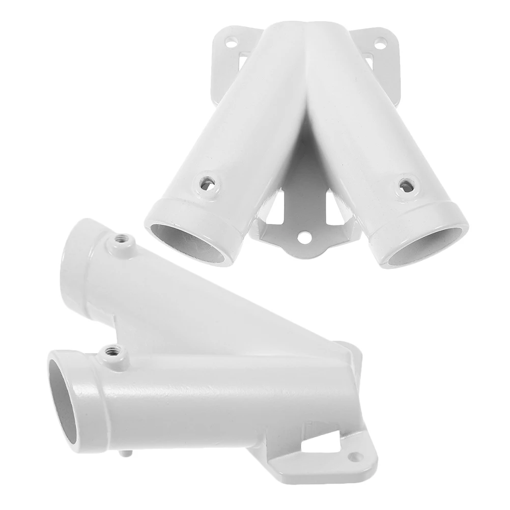 

2 set Flagpole Base V-type Bracket Holder Aluminum Alloy Wall Mount Outdoor Double Hole Metal Stand for Flags Banner Display