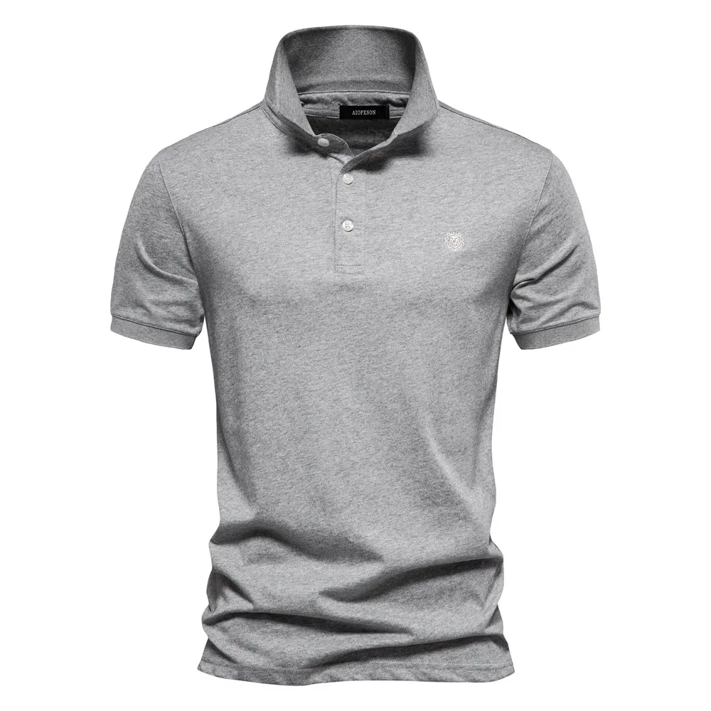 Men Short Sleeve Business T Shirt Cotton Embroidery Polo Shirt Man Turn-Down Formal Shirt Top Casual Social Shirts Male Clothing