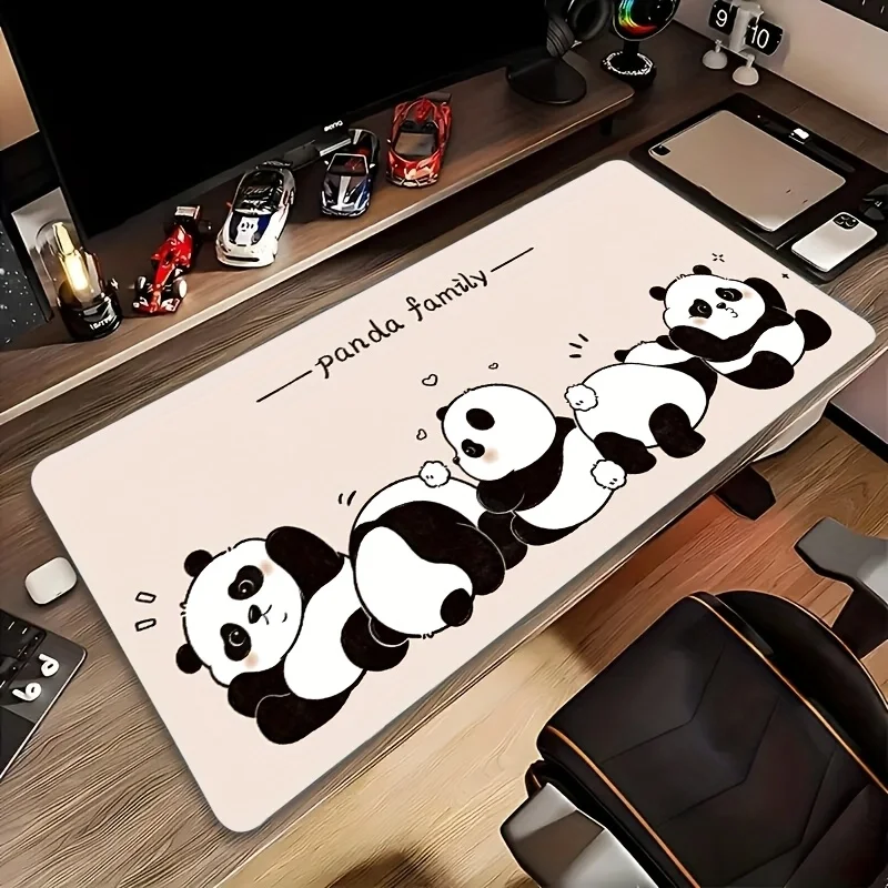 Cute Panda Family Gaming Mouse Pad Large Rubber Desk Mat for Office Home School Workstation
