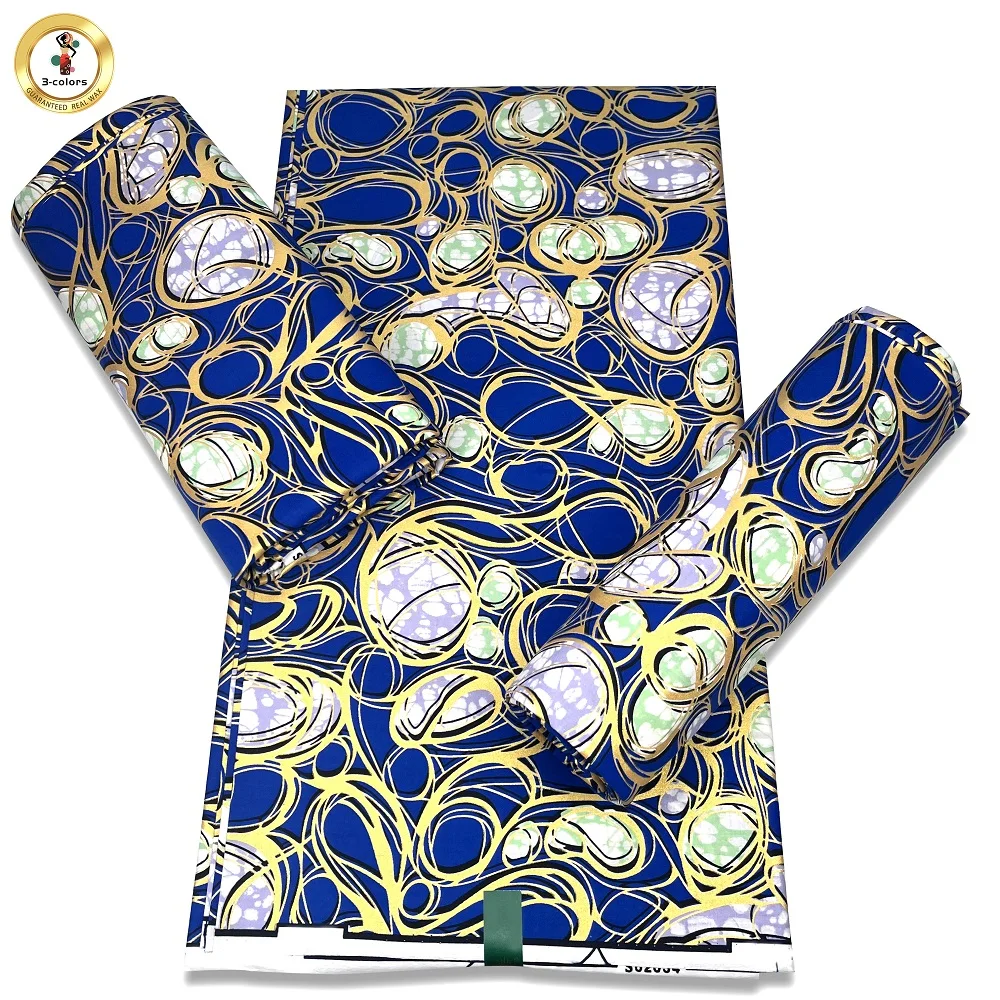 2024 Ghana African Golden Wax Fabric Real Wax Print Fabric 100% Cotton Soft Women Party Dress Ankara Gold Wax Sewing Material