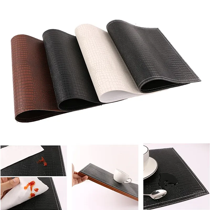 หนัง Hardboard Placemats จระเข้ PU รูปแบบตาราง Mats ความร้อนคราบทน Pad สำหรับ Office ตาราง Dining Decor