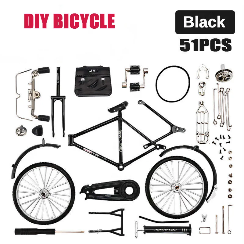 DIY Mini Alloy Bicycle Model Retro Simulation Metal Bike Assembling Educational Collection Toys For Children Gifts