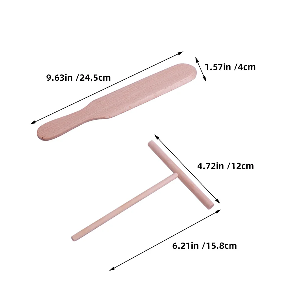 2Pcs Baking Pancake Tools Wooden Scraper Spatula Easy Restaurant Use Multifunctional Crepe Maker