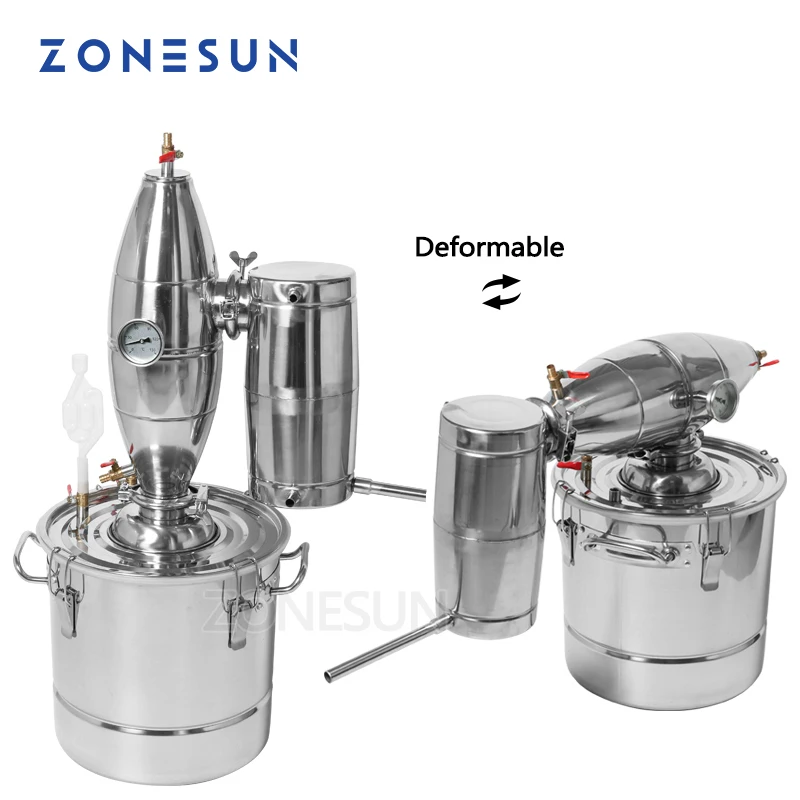 ZONESUN 20L ménage en acier inoxydable maison dispositif de brassage de vin distillateur d'alcool fabricant de vin manuel anglais