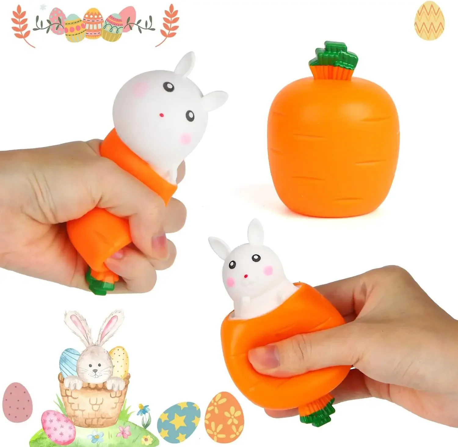 Squishy Carrot Rabbit Squeeze Telescopic Toys Kids Children's Radish Rabbit Cup Pinch Music Toy Creative Stress Relief Gift - Detail 1