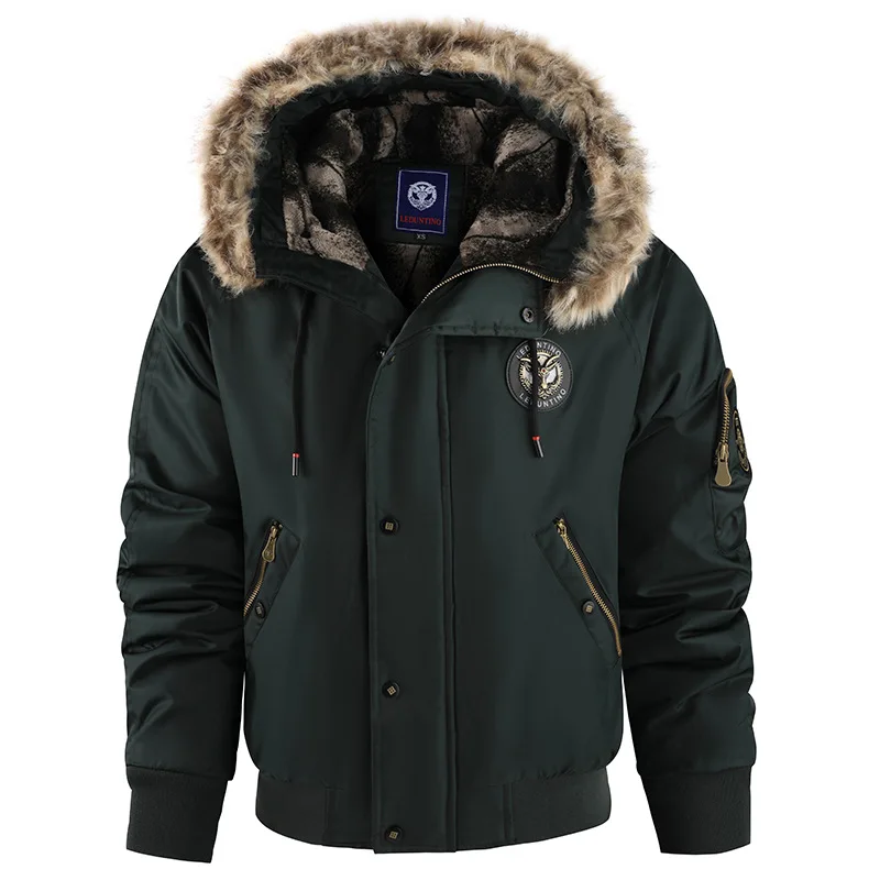Winter riding fleece thickened casual men's cotton clothes warm hooded jacket windproof large size snowmobile jackets suits