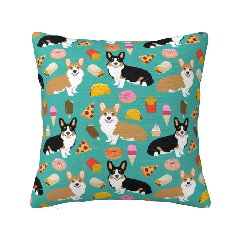 Nordic Tacos Welsh Corgi Dog Cushion Cover 66*66 cm Soft Throw Pillow Case for Living Room Sofa Chair Pillowcase