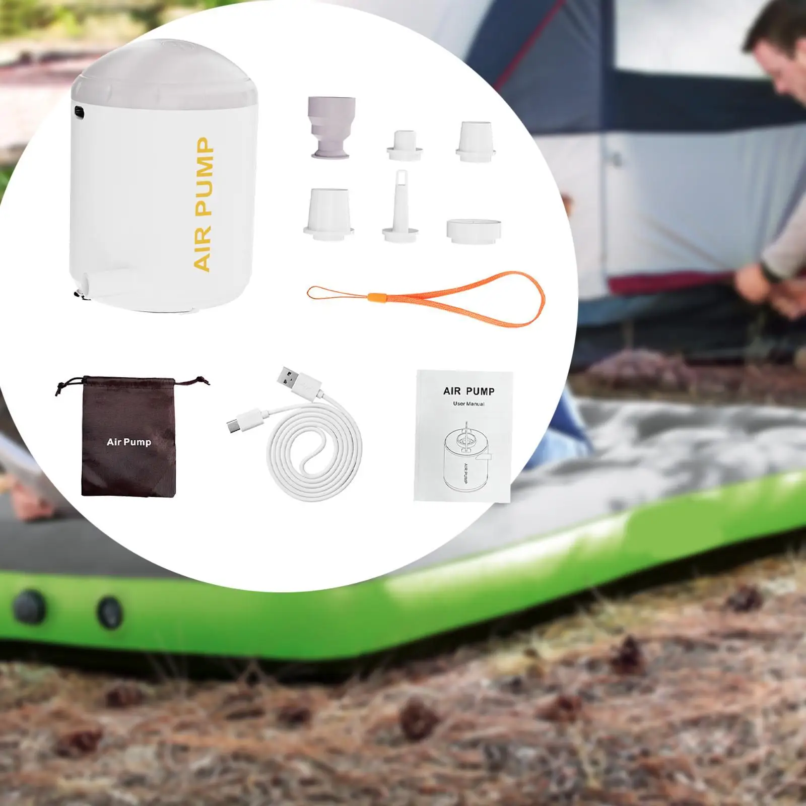 Портативный воздушный насос с различными насадками Вакуумный насос для вакуумных мешков для хранения надувного матраса Надувное кольцо для плавания Шины Поплавки