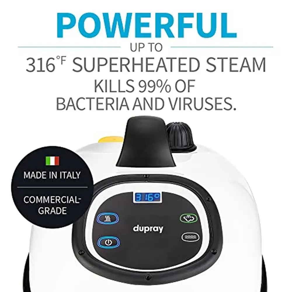 Italian Commercial Steam Cleaner 90 Minutes Cleaning Time Professional Disinfection 25-Piece Kit Digital Display High Steam