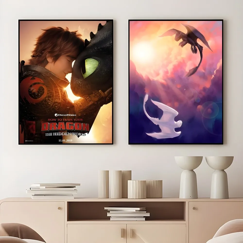 Classics Movie How to T-Train your D-Dragon Poster Sticky Wall Art Printing Waterproof Home Living Bed Room Bar Aesthetic Decor