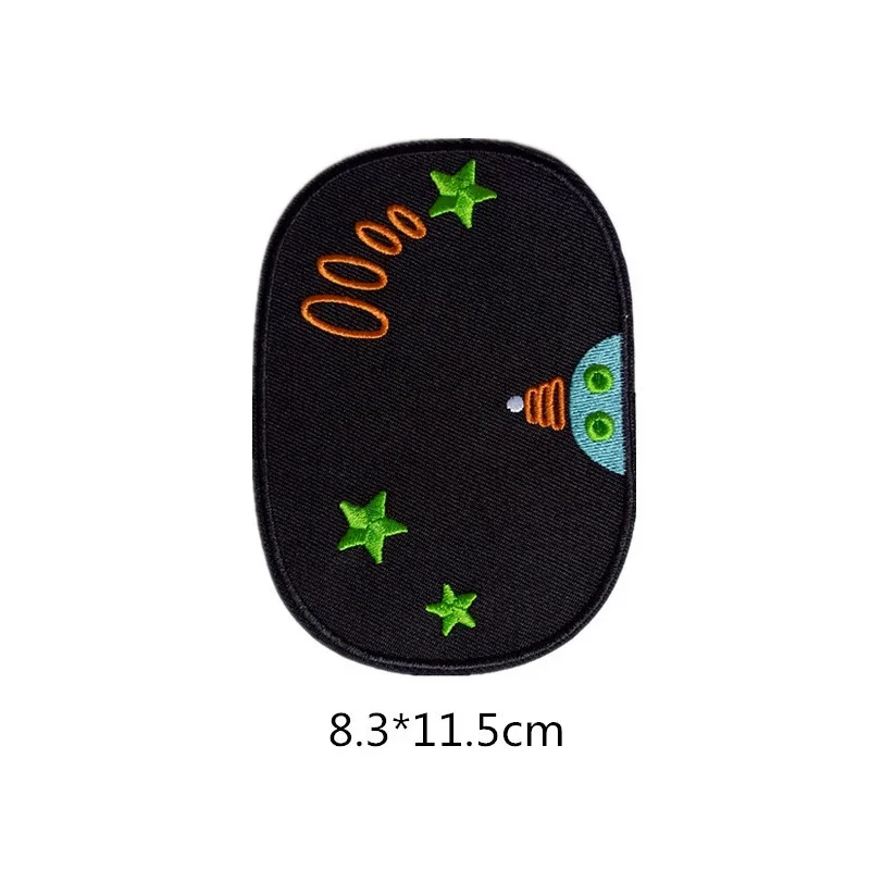 1Pcs Oval Planet Iron On Patches Cartoon Cloth Stickers Children\'s Clothes Jeans Knee Holes Pant Embroidery Adhesive Elbow