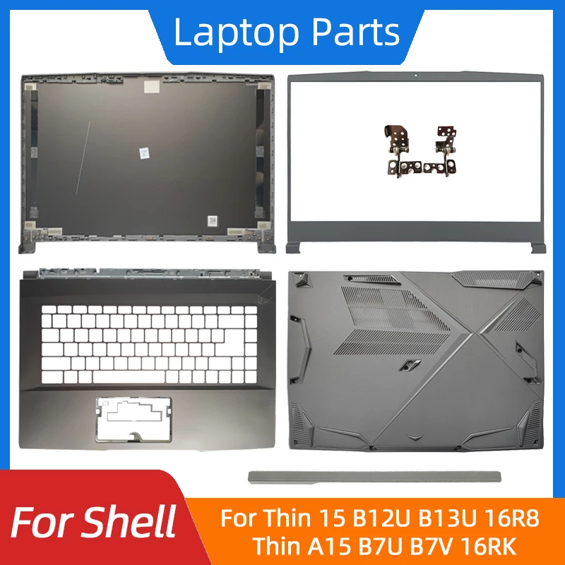 Nouveau pour mince 15 B12U B13U mince A15 B7U B7V MS-16RK 16R8 LCD couverture arrière/lunette avant/repose-paume/Base inférieure/charnières coque d'ordinateur portable