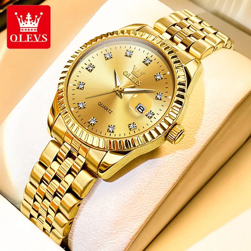 OLEVS Luxury Stainless Steel Gold Bracelet Quartz Watch for Women Waterproof Calendar Fashion Womens Watches Relogio Feminino