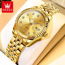 OLEVS Luxury Top Brand Quartz Watch for Women Fashion Elegant Stainless Steel Strap Waterproof Luminous Ladies Dress Wristwatch