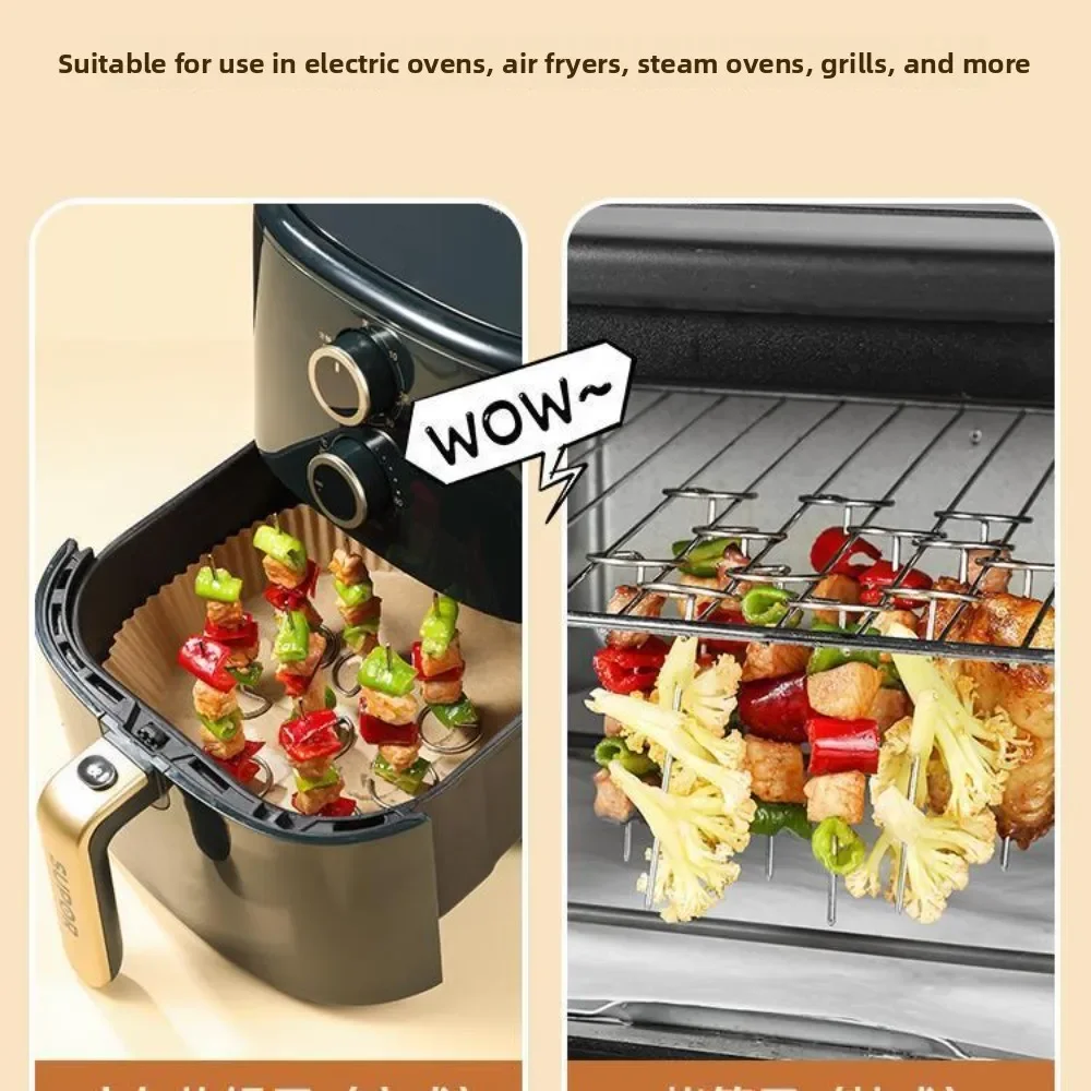 Spiedino per barbecue verticale in acciaio inossidabile 304 con base circolare Accessorio per friggitrice ad aria Spiedino per barbecue Ago da forno sospeso