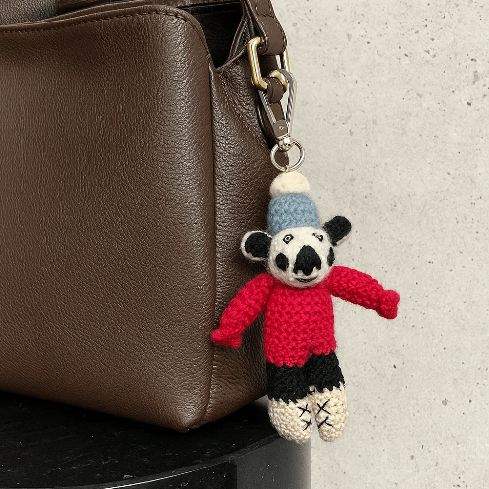 

Creative Rabbit Wool Felt Animal Pendant Nepal Little Pig Rabbit Keyring Handmade Puppy Cartoon Keychain Hanging Accessory