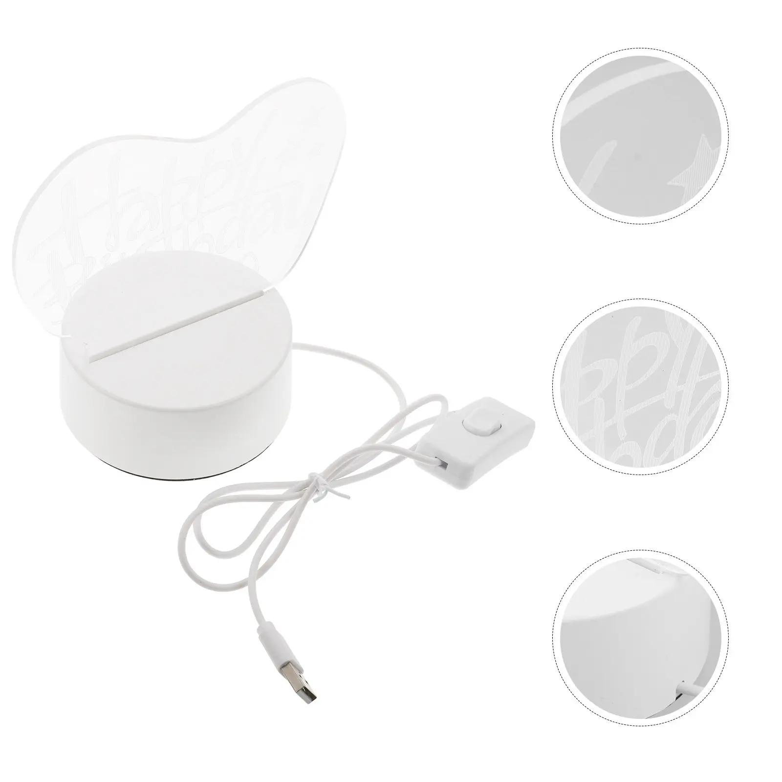 

1 шт. 3D ночник, романтическая прозрачная лампа, декоративная, с USB-зарядкой, для дома, теплый свет, подарок на Рождество/День рождения