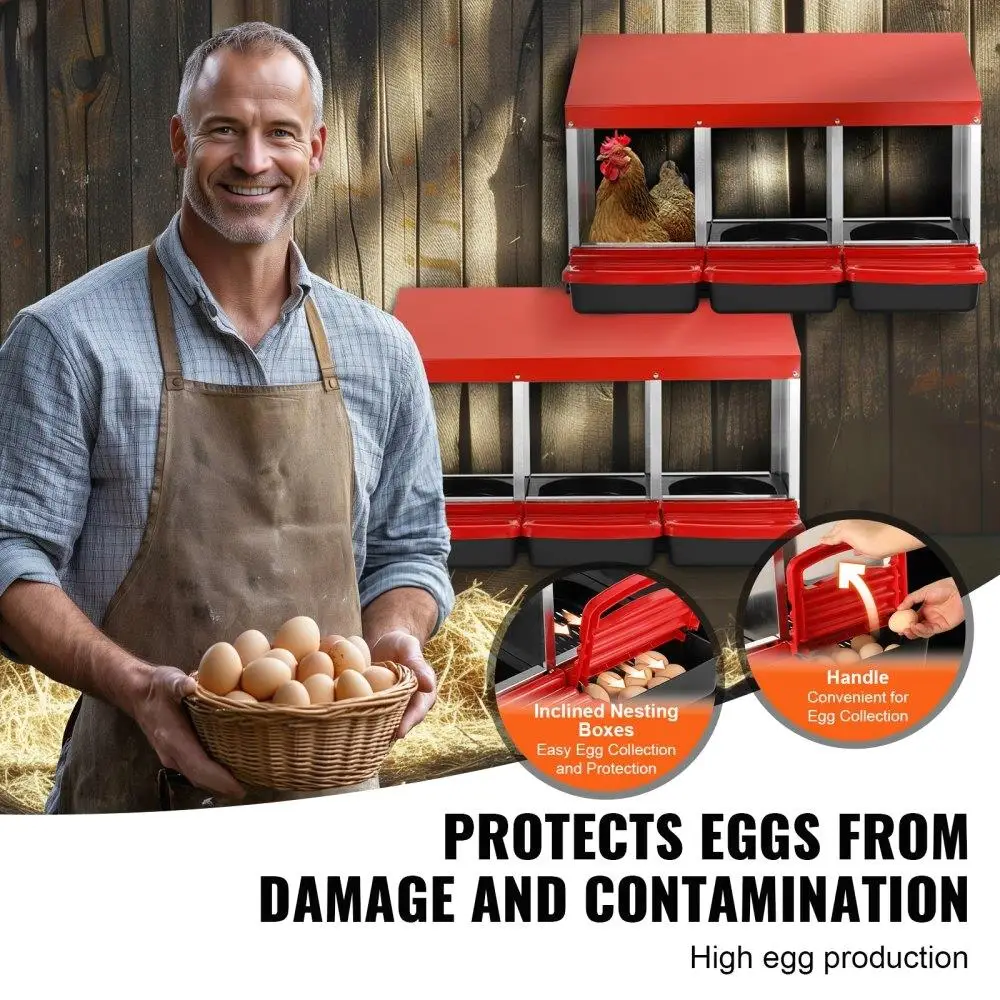 3 Compartment Chicken Nest Box Inclined Nesting Boxes for Poultry Housing Farm Use