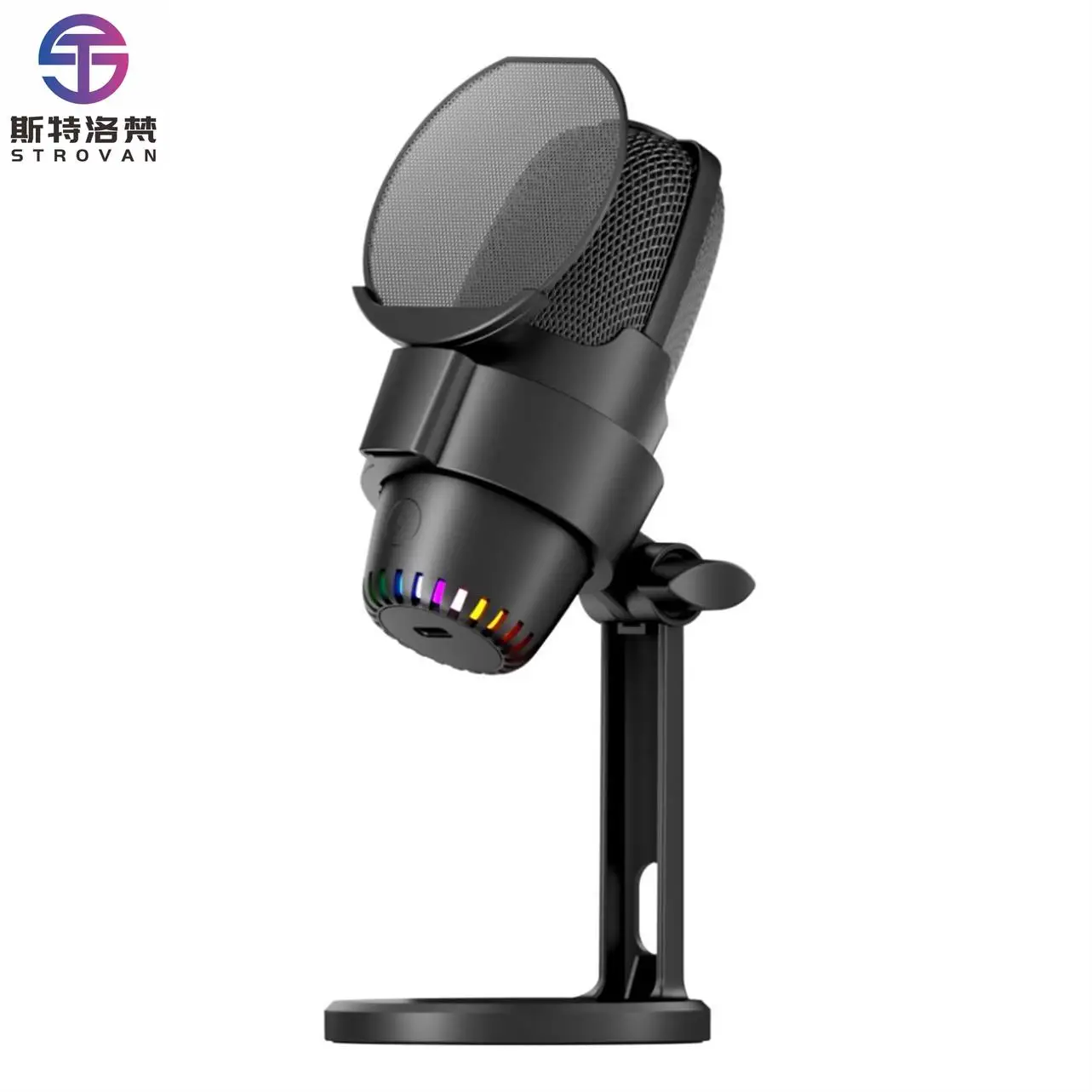 

M9 RGB USB-микрофон для киберспорта с конденсатором, для игр, прямых трансляций, записи, видеоконференций, с шумоподавлением, ABS-пластик, для вокала