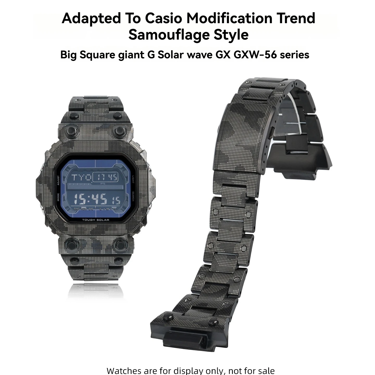 DIY Stainless Steel Case & Bracelet Set for Casio G-Shock King Square GX-56BB GXW-56 &GX-56 Heavy Duty Full Metal Conversion Kit