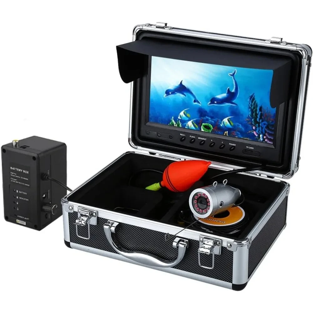 

Portable Video Fish Finder 1000TVL Waterproof Camera Underwater DVR Video Fish Cam w/ 12pcs Infrared Lights for Boat, Lake