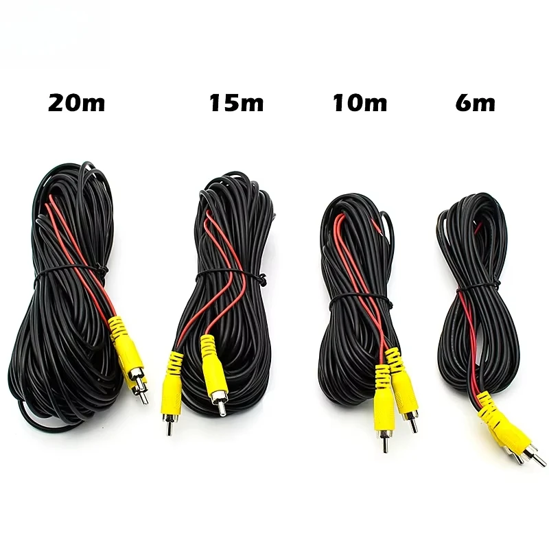 GreenYi 6 Meters RCA Video Cable For Rear View Camera Connect To Car Monitor 6M 10M 15M 20M Male to Male CCTV Video RCA Cable