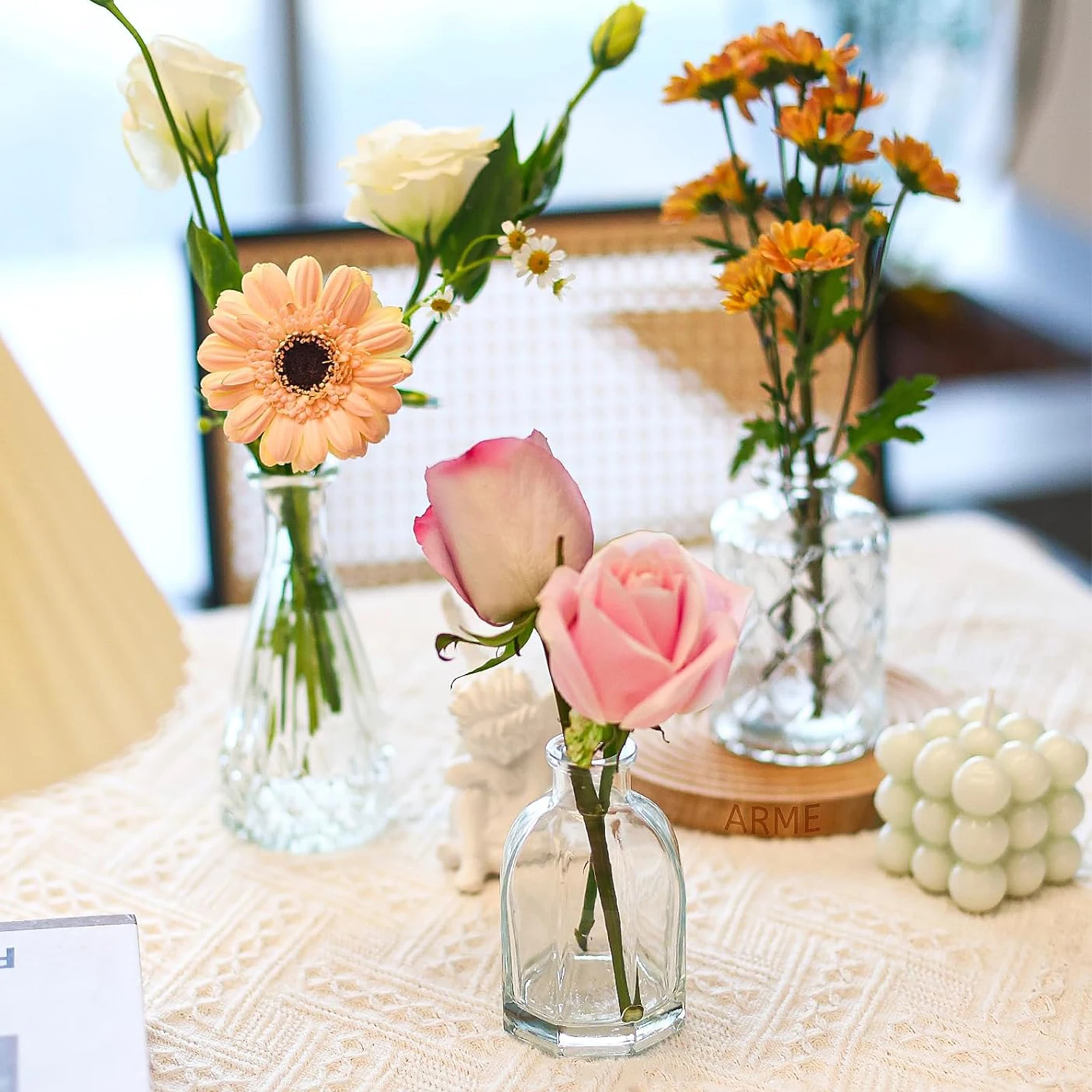 Small Flower Vase Clear Decorative Vase Clear Glass Bud Vases for Home Wedding Table Decorations