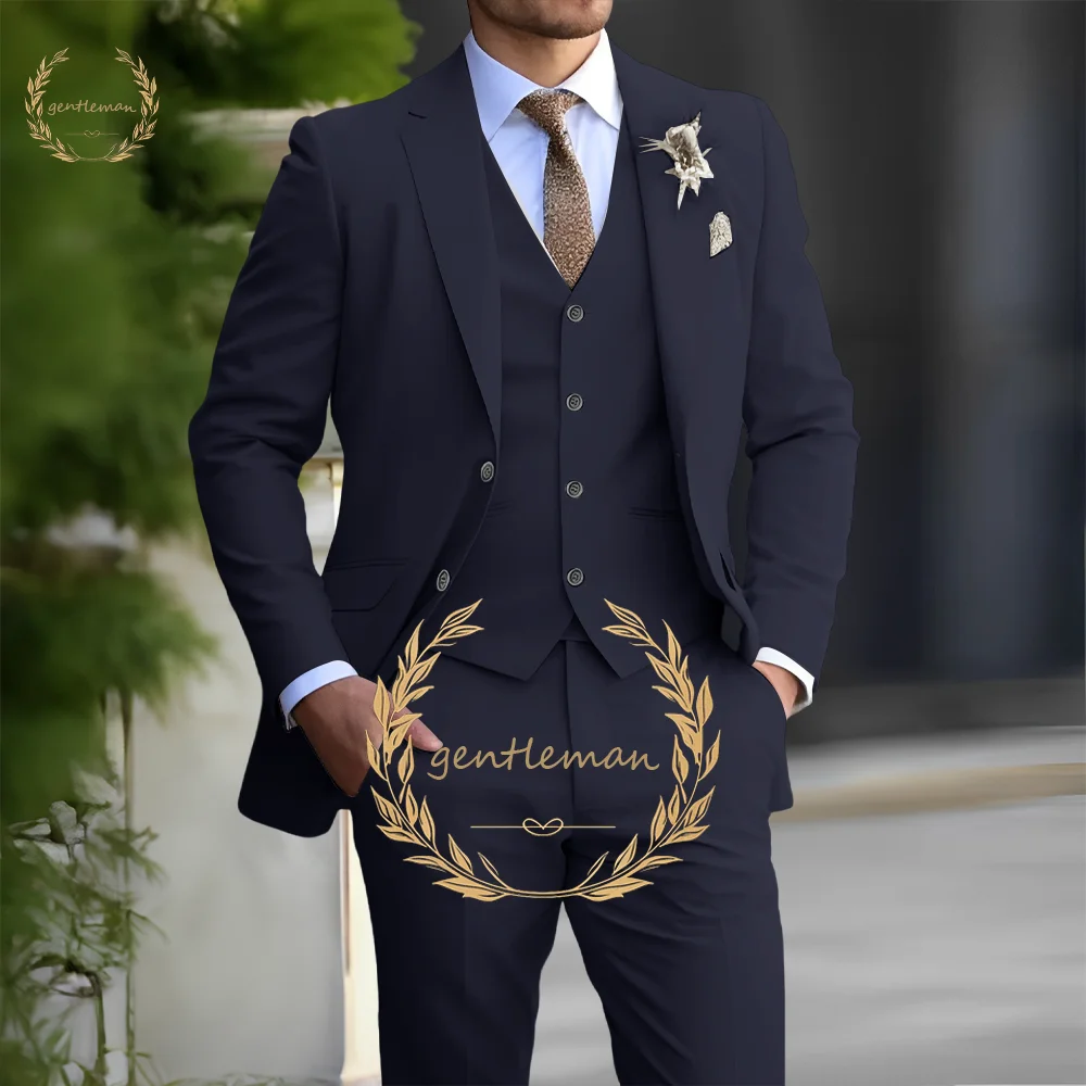 Men\'s Classic Suit 3 Piece Set, Slim Fit Blazer, Vest Pants, Formal Business Wedding Dress, Casual Clothing, Fashion