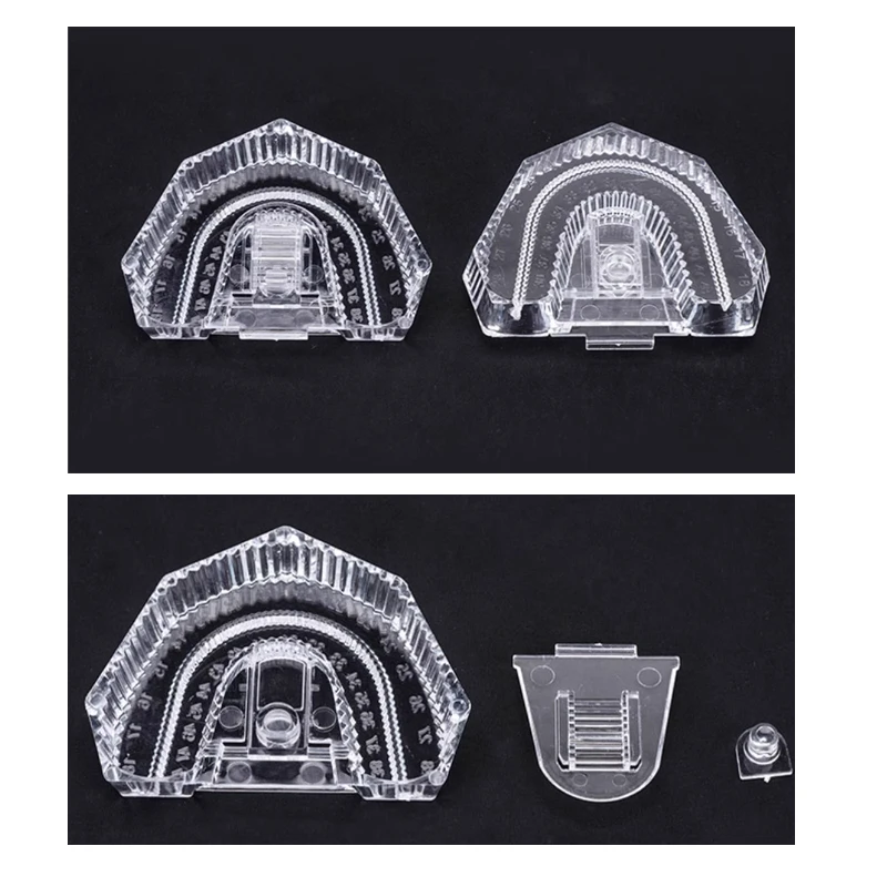 

30pcs /Lot Dental Mold Base Disposable Plastic Denture Tray Dental Lab Sectioned Base Kit Transparent Base Box