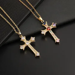 Fashionable Jesus Cross Necklace Exquisite Zircon Jewelry Personality Versatile Clavicle Chain Pendant Lucky Gift